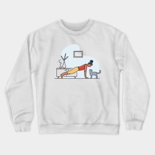 YOGA WITH CAT ILLUSTRATION Crewneck Sweatshirt